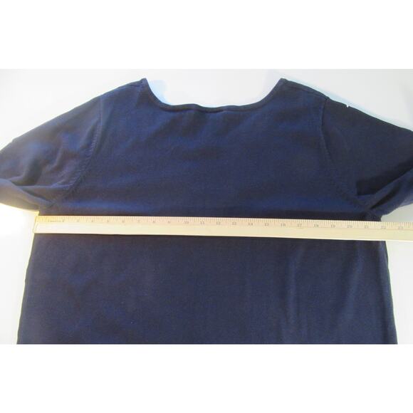 Linea by Louis Dell'Olio Embroidered Sweater 3/4 Sleeve Womens 1XL Navy White - Picture 8 of 8